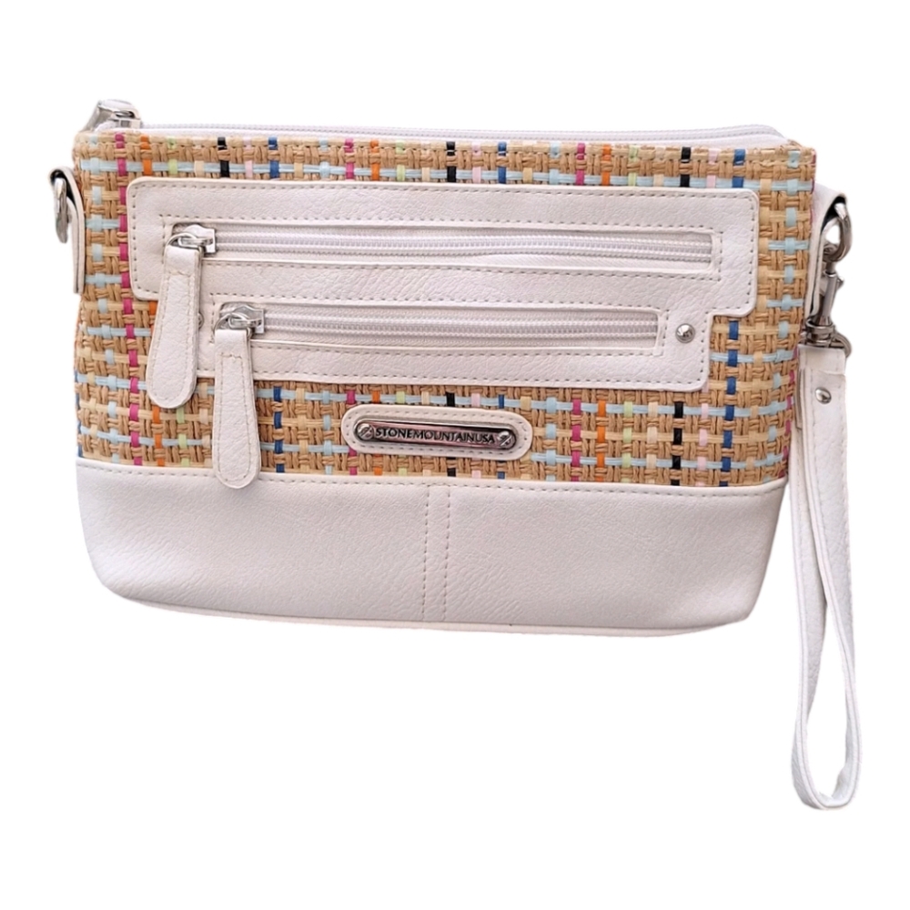 Stone Mountain Confetti Straw All-in-one Wristlet Crossbody Shoulder Bag NWOT